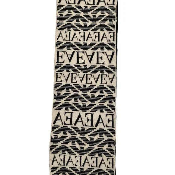 EMPORIO ARMANI Vintage Black & Cream Logo Monogram Men's Scarf